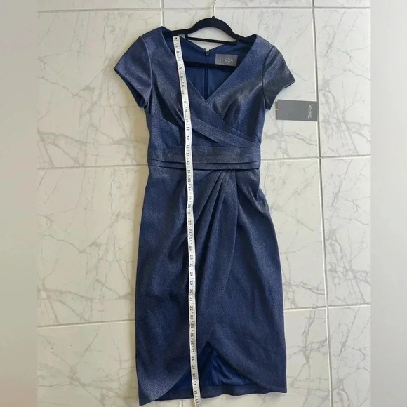 Theia Metallic Navy Dress| Size 4 - Picture 8 of 11